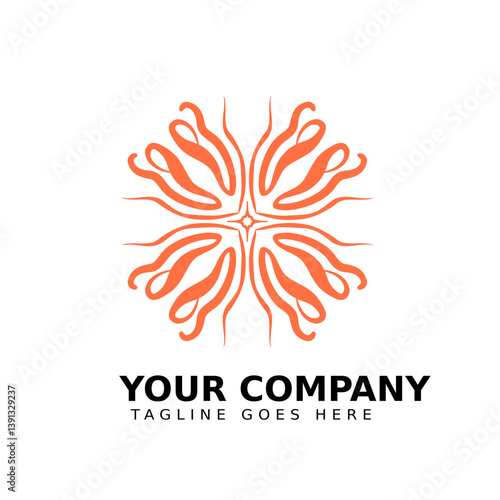 Organic red symmetrical logo resembling a flame