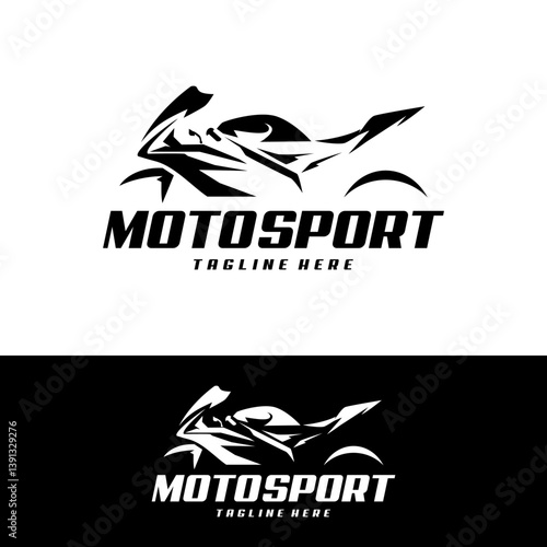abstract silhouette motosport motorcycle logo design sport bike