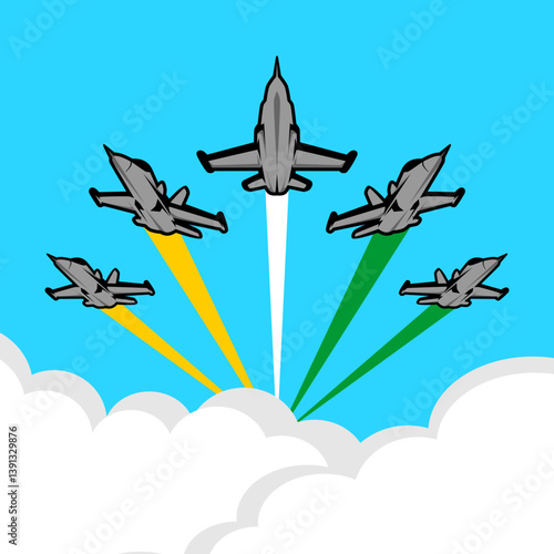 vector aerobatic aircraft fighter jet with smoke india flag in the sky