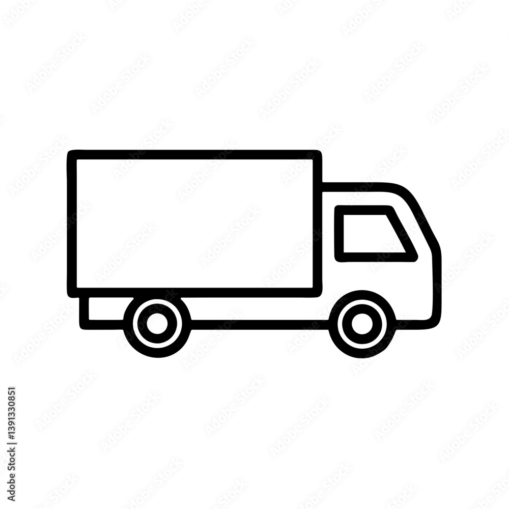 Delivery Truck Icon in Minimalist Style on White Background Delivery Truck Icon in Minimalist Style on White Background