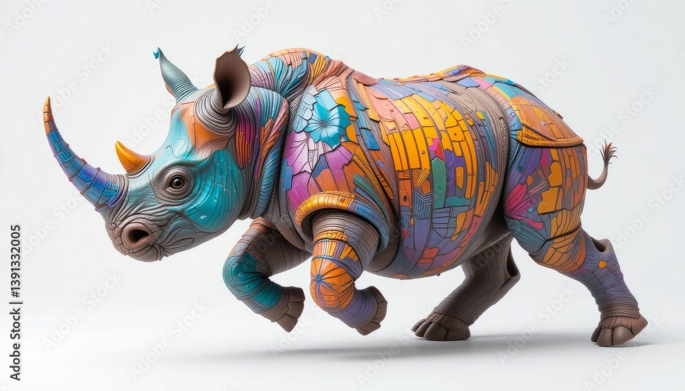 Fototapeta premium rhino on white