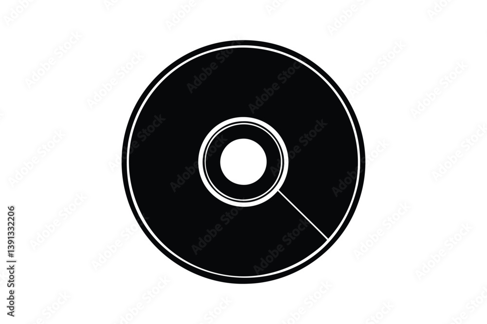 Compact disc icon silhouette on white background Compact disc icon silhouette on white background