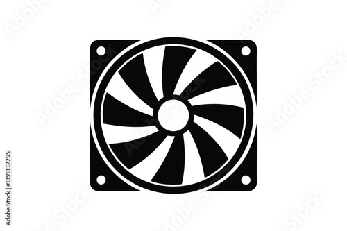 Computer fan icon silhouette on white background