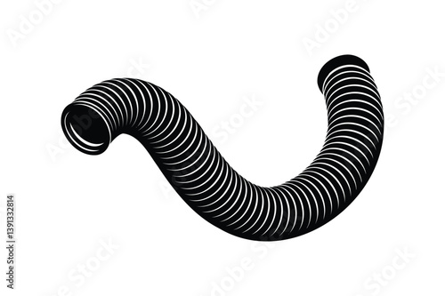 Corrugated flexible tube silhouette on white background