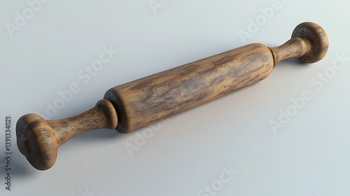 Wooden rolling pin on light background