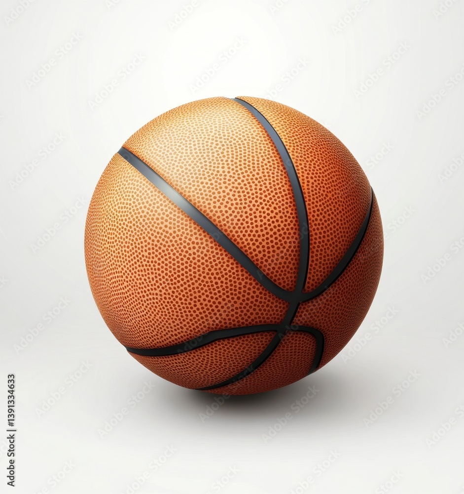 Fototapeta premium Basketball Close Up on a Simple White Background with Shadow