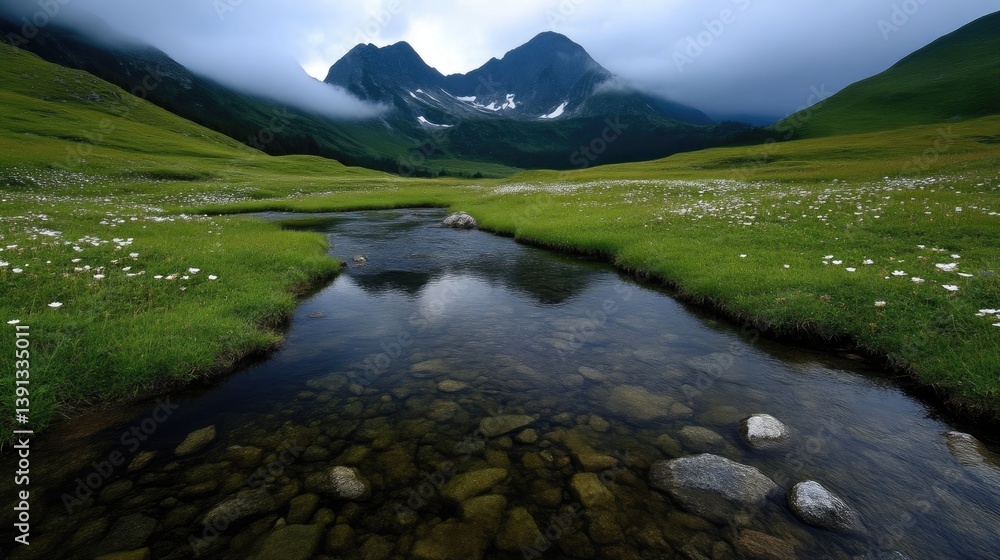 Fototapeta premium Mountain Meadow Stream