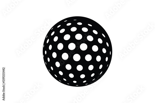 Golf ball silhouette on white background