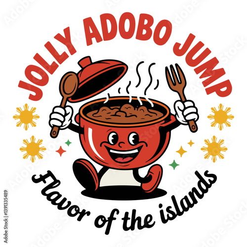 Jolly Adobo Jump Retro Cartoon Logo
