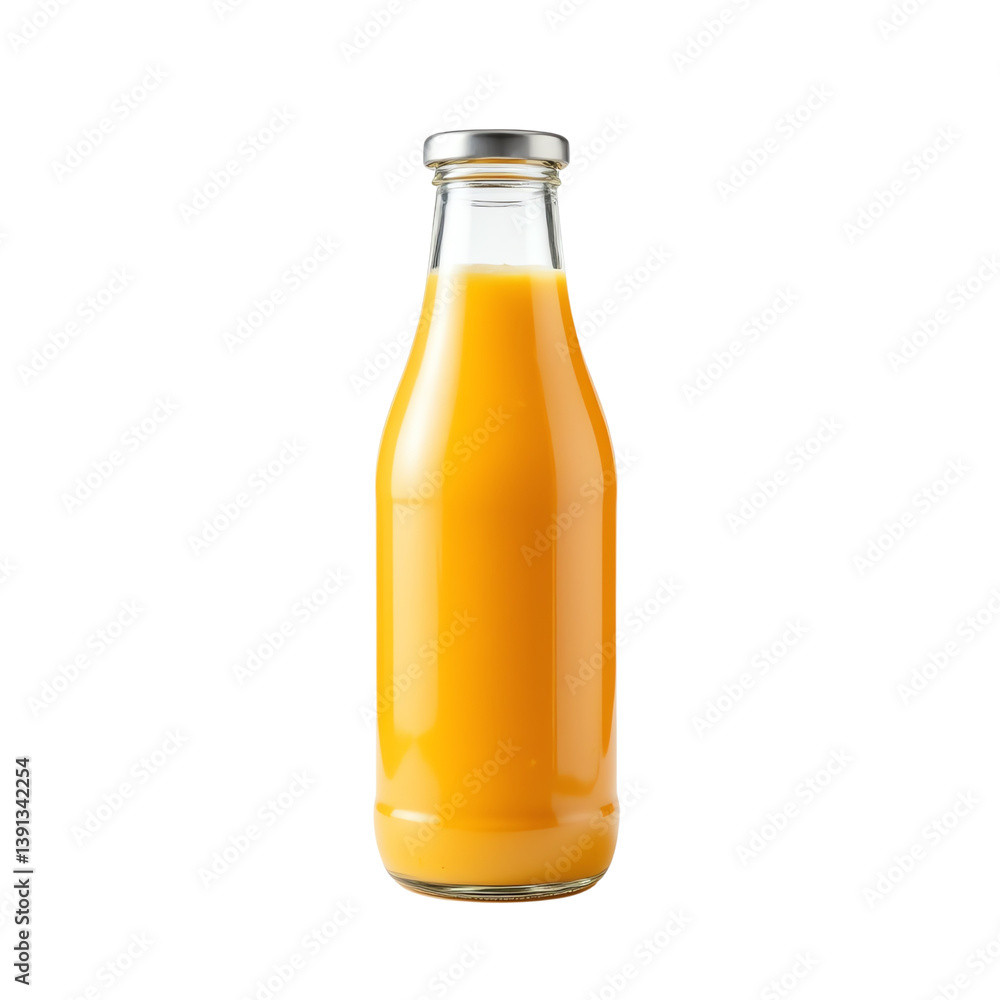 Fresh orange juice in a glass bottle. Fresh orange juice in a glass bottle.