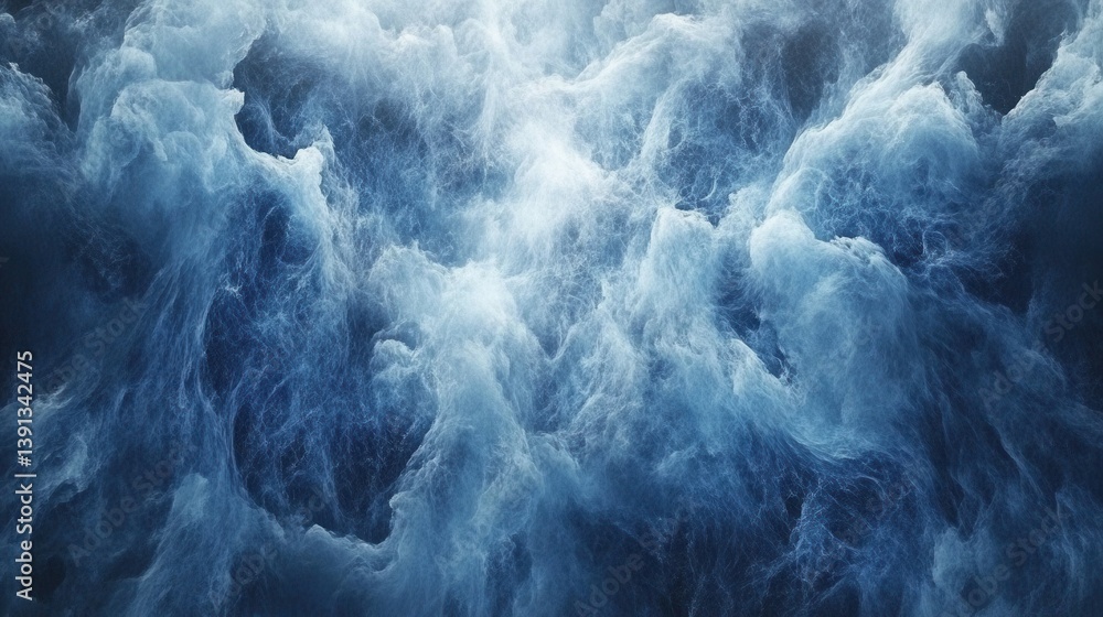 Ethereal blue cloudscape abstract background with soft light and dark shadows creating a dreamy and serene atmosphere perfect for digital art