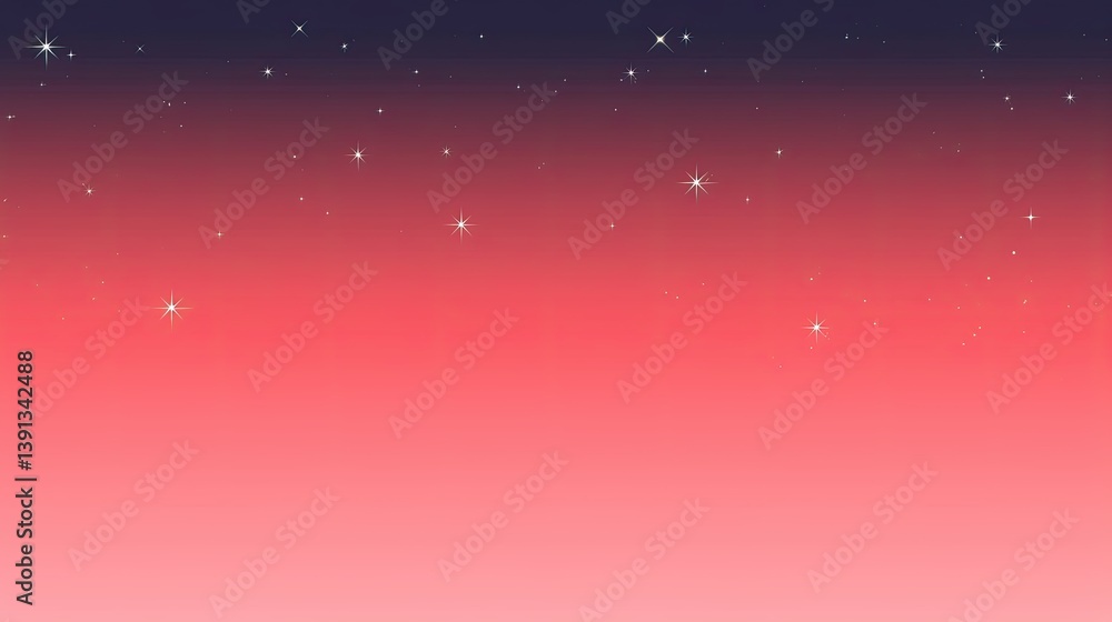 Obraz premium Striking red sky adorned with dazzling stars creating a mesmerizing nighttime scene that invites wonder and imagination
