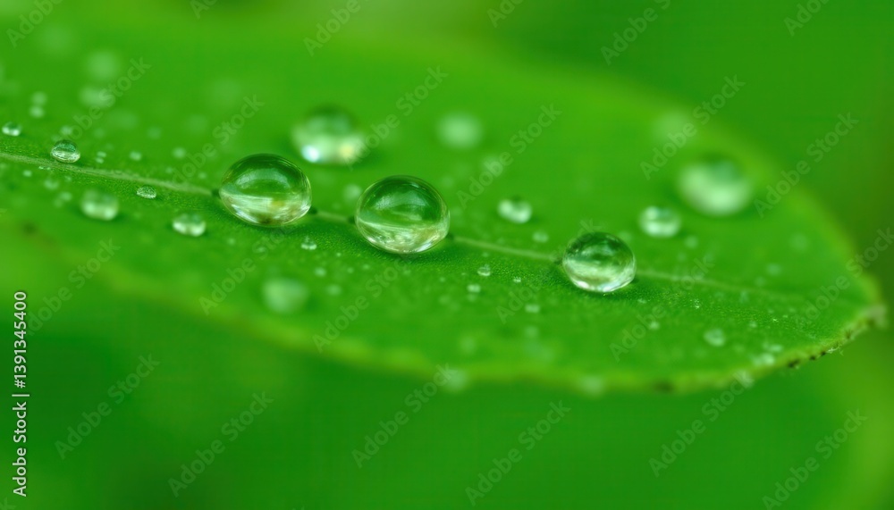 Water droplets on a vibrant green leaf, capturing freshness and nature in macro detail. Water droplets on a vibrant green leaf, capturing freshness and nature in macro detail.