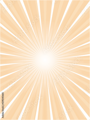 ポップなイメージの太陽光線が広がる集中線背景_ライトオレンジ
