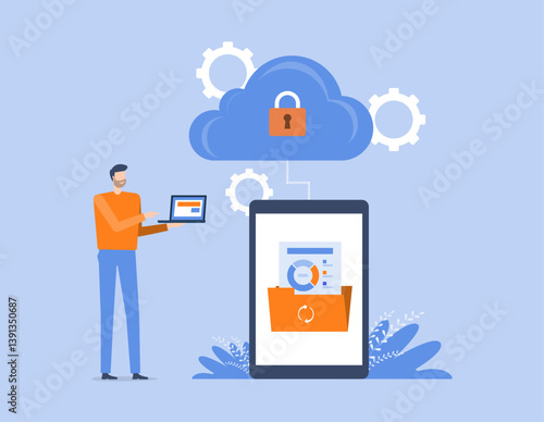 business technology online cloud computing connection server service concept. datacenter security concept. 