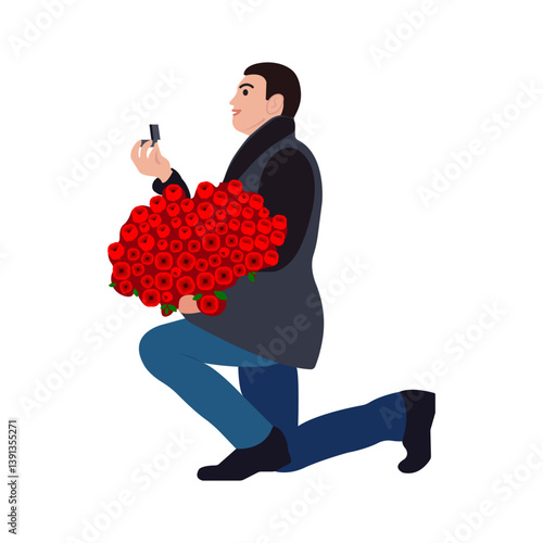 Man who is proposing to her. Isolated. Vector illustration. Person. People.