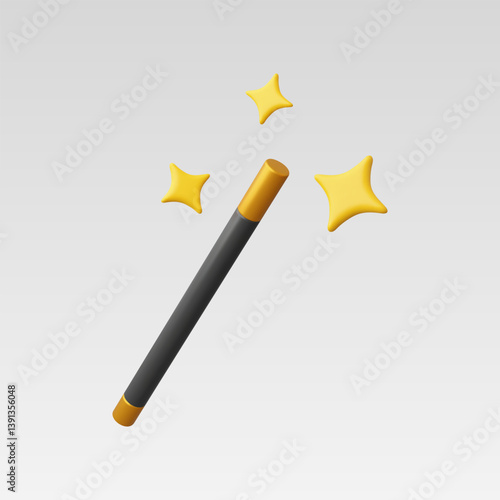 3d Realistic Magic wand Vector Illustration