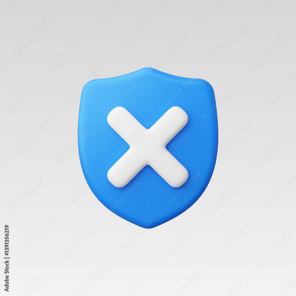 Fototapeta premium 3d Realistic Shield Close Security vector Illustration