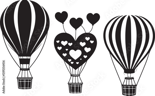 "Romantic Hot Air Balloon Silhouette Bundle"