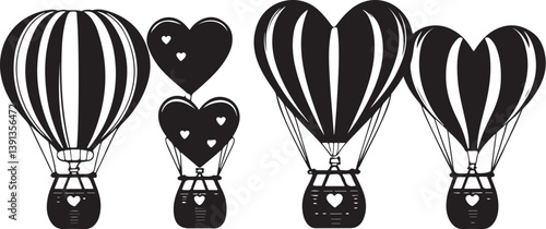 "Romantic Hot Air Balloon Silhouette Bundle"