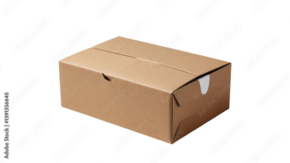 Closed Brown Cardboard Box Mockup on Transparent Background Closed Brown Cardboard Box Mockup on Transparent Background