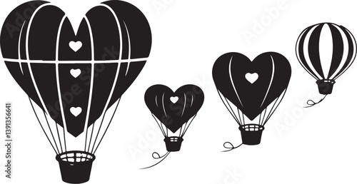 "Romantic Hot Air Balloon Silhouette Bundle"