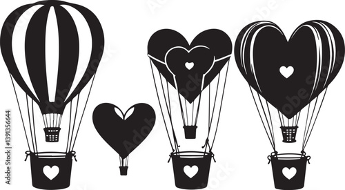 "Romantic Hot Air Balloon Silhouette Bundle"