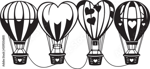 "Romantic Hot Air Balloon Silhouette Bundle"