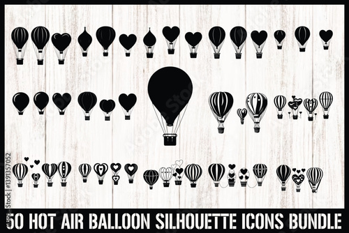 "Romantic Hot Air Balloon Silhouette Bundle"