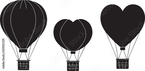 "Romantic Hot Air Balloon Silhouette Bundle"