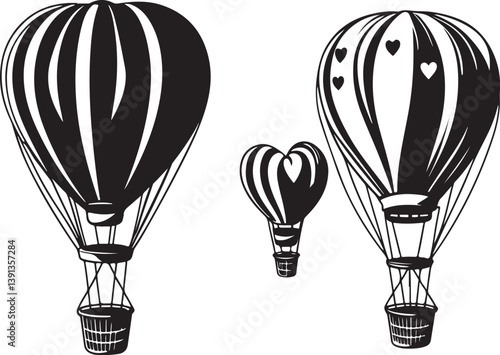 "Romantic Hot Air Balloon Silhouette Bundle"