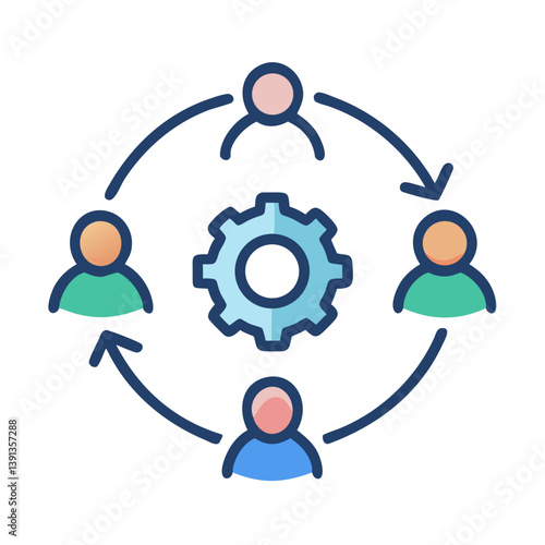 Teamwork Collaboration Cycle Icon Design