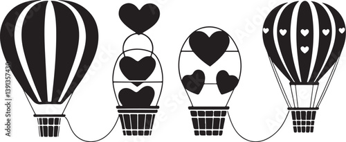 "Romantic Hot Air Balloon Silhouette Bundle"