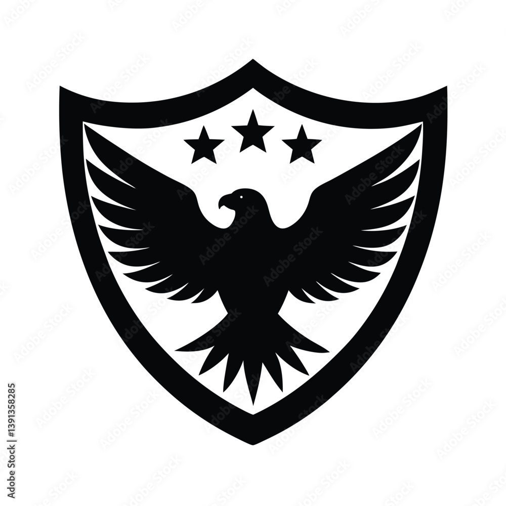 Fototapeta premium Eagle Silhouette with USA Flag Vector Art