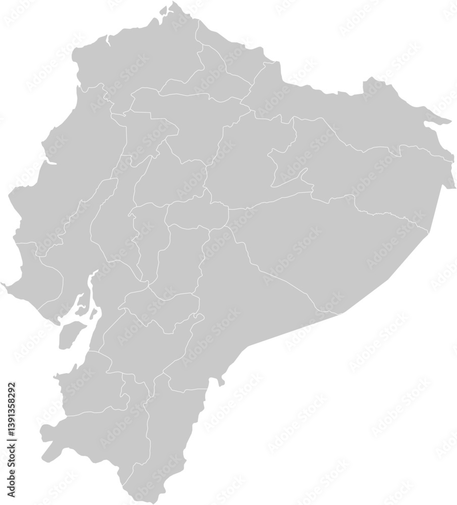 Fototapeta premium Ecuador administrative vector map with level 1 region boundaries – PPT-compatible & fully editable by region