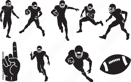"American Football Runners Silhouette Bundle | NFL Style Clipart SVG"