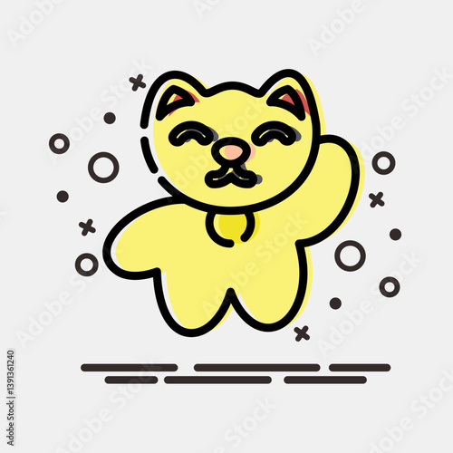 Icon maneki neko cat. Japan elements. Icons in MBE style. Good for prints, posters, logo, advertisement, infographics, etc.