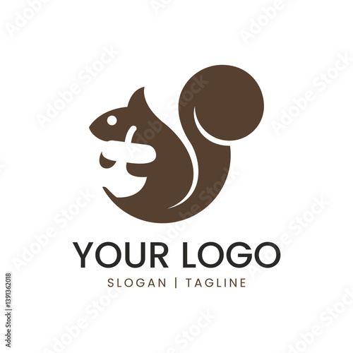 Squirrel hugging nut logo design