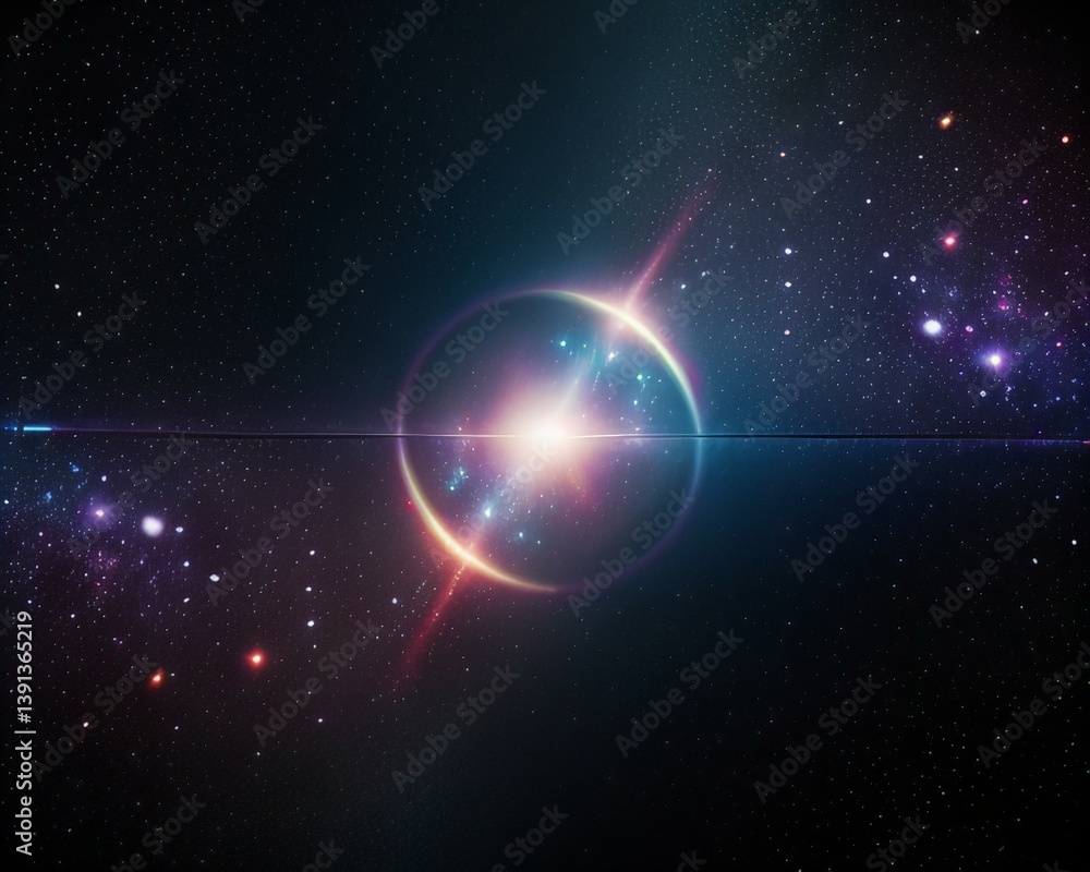 Fototapeta premium Vibrant galaxy background with swirling rainbow colors.