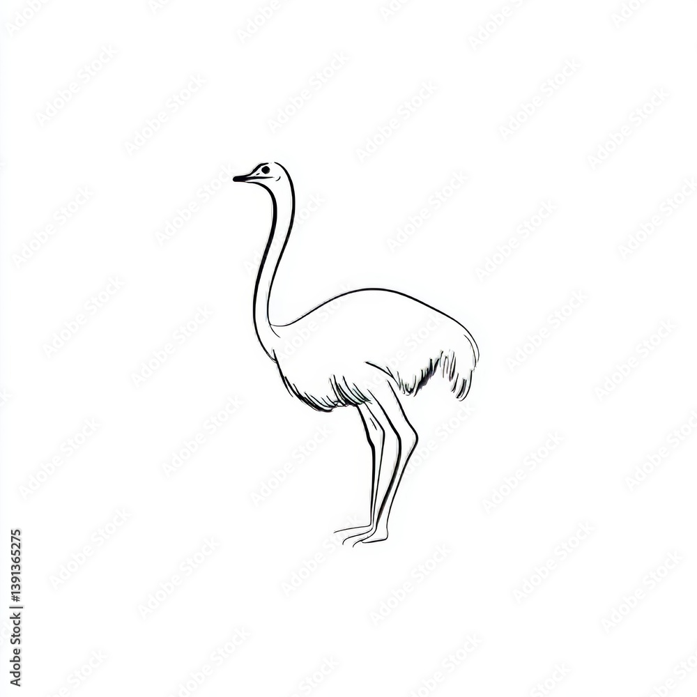 Obraz premium One continuous line drawing of a ostrich. Animal concept. Single line draw design vector graphic illustration.