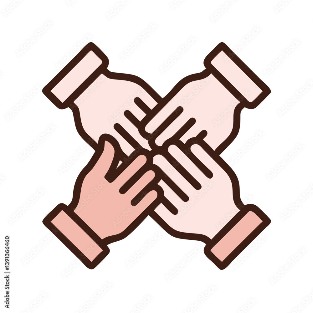 Three Hands in Unity Gesture Icon Design Three Hands in Unity Gesture Icon Design