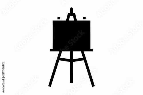  easel with canvas design silhouette vector illustration
