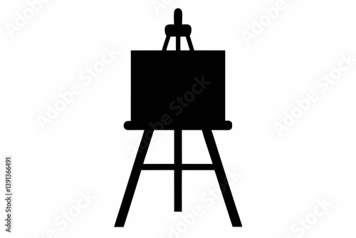  easel with canvas design silhouette vector illustration