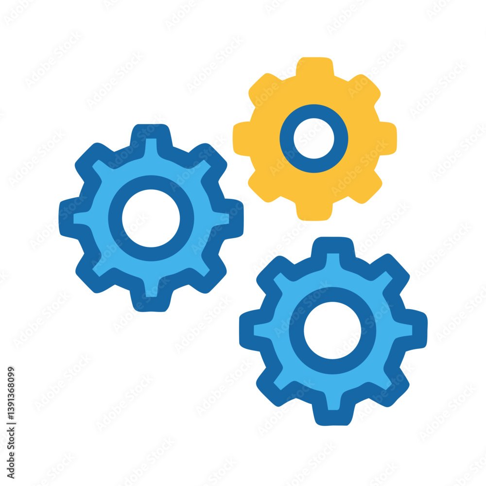 Three Interlocked Gears Representing Workflow Optimization Icon Design Three Interlocked Gears Representing Workflow Optimization Icon Design