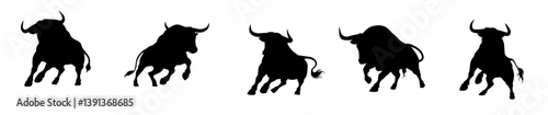 Silhouette bull matador illustration collection. vector. editable