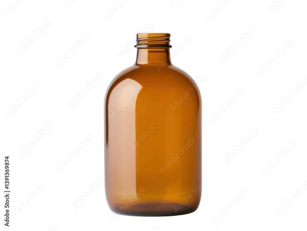 Brown glass bottle showcase cutout background studio environment minimalist viewpoint Brown glass bottle showcase cutout background studio environment minimalist viewpoint