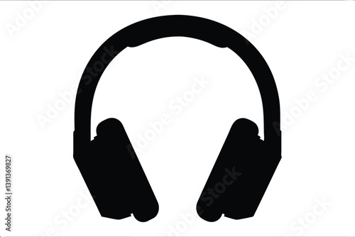 Headphones black silhouette vector, earphone black vector, Headphones clip art