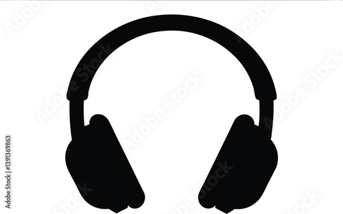 Headphones black silhouette vector, earphone black vector, Headphones clip art