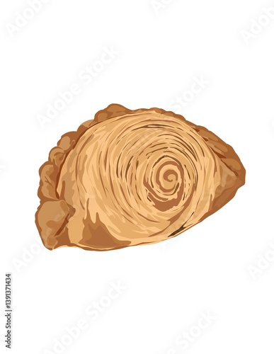 Illustration of pastry, curry puff.