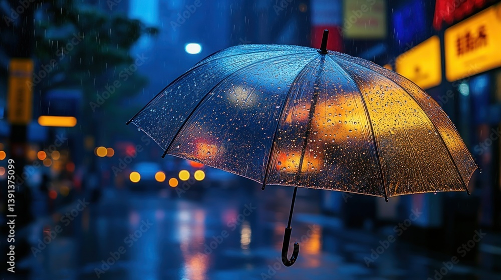 custom made wallpaper toronto digitalSerene urban rainfall scene with a translucent umbrella reflecting city lights